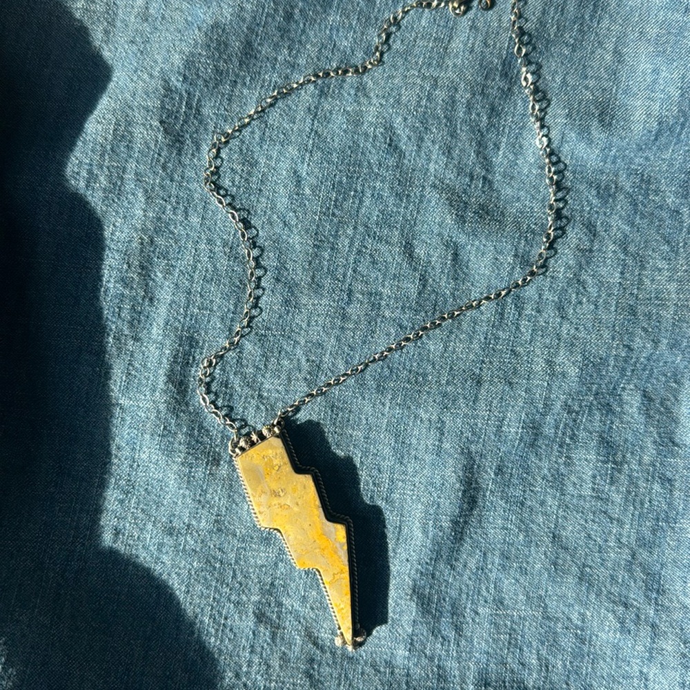 Bumblebee Jasper Lightning Bolt Pendant Nexklace